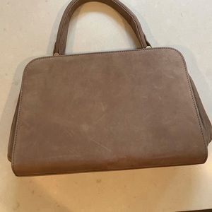 Luxury fine suede MALO beige frame handbag